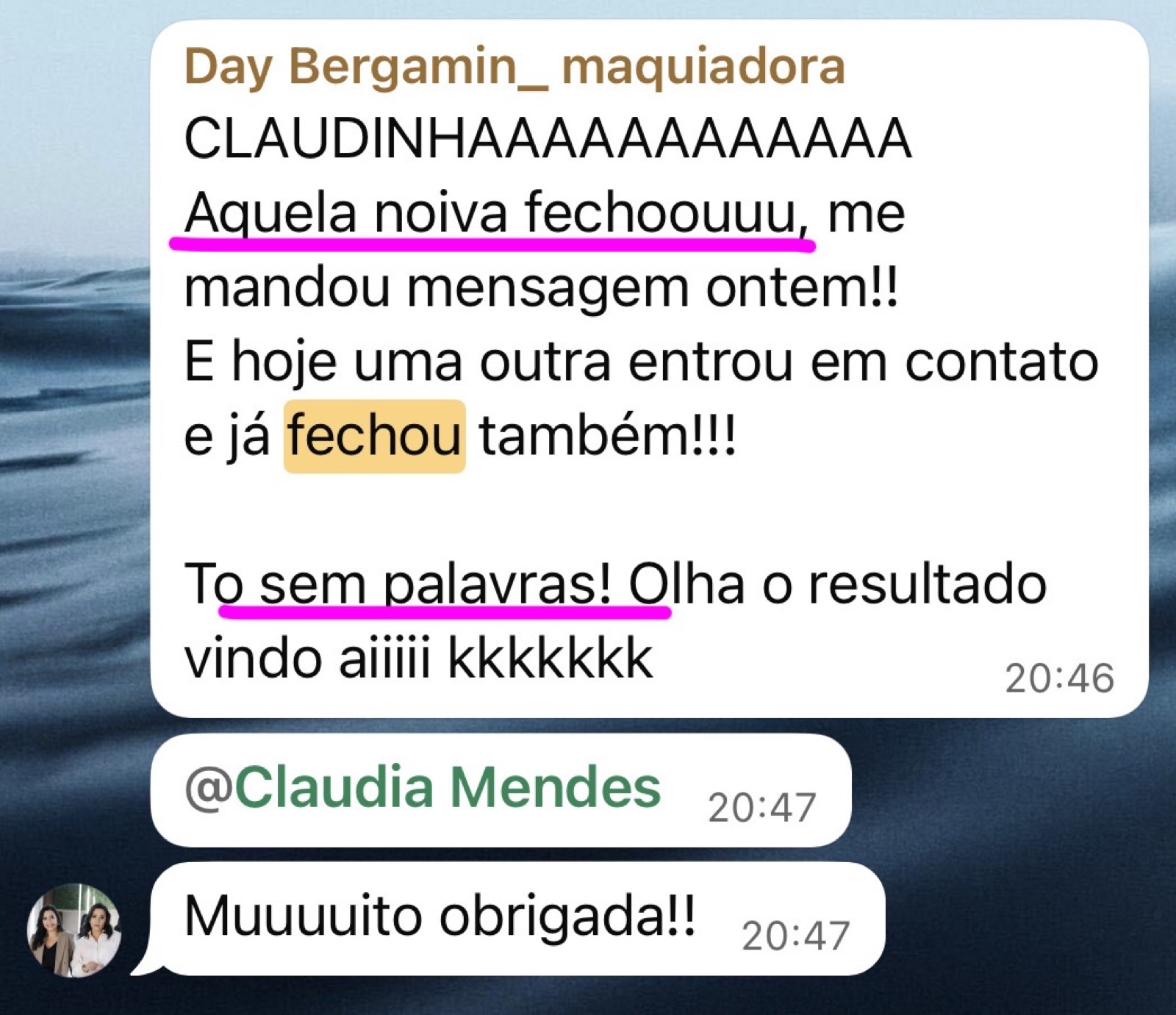 Day Bergamin: aquela noiva fechou e outra entrou em contato e já fechou também